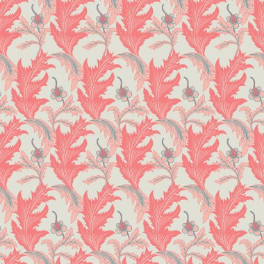 Klasik Acanthus Yaprakları ve Bitki Vektörü Kusursuz Desen