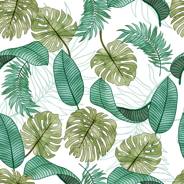 Tropikal Suluboya Yapraksız Yaz Şablonu