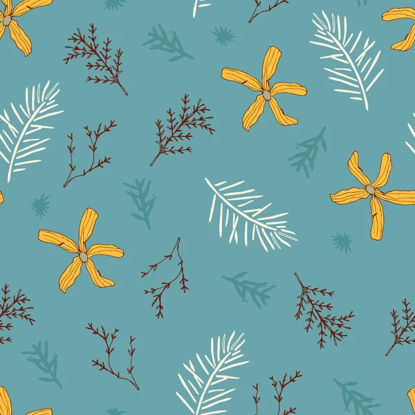 Bastırılmış Botanik Resimleri Vektörü Kusursuz Desen