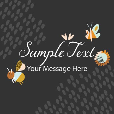 Soyut Organik Biçimli Kelebek ve Bal Arısı Vektör Arkaplan Kartı
