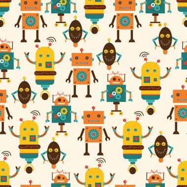 Oyuncak Robotlar Vektör Kusursuz Çocuk Şablonu