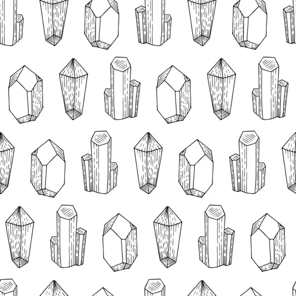 Mineral Kaya Kristalleri Vektörü Kusursuz Siyah ve Beyaz Desen