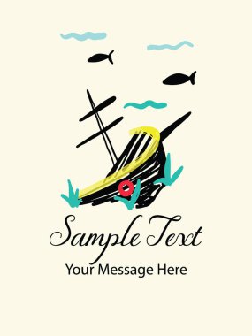 Gemi Yıkım Denizi Yatağı Vektör Kartı Arkaplanı