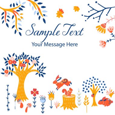 Şirin Bahar Ormanı Sahne Vektörü Çerçeve Arkaplanı