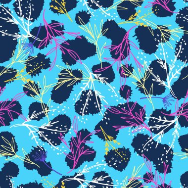 Soyut Şekiller ve Botanikler Çağdaş Vektör Kusursuz Desen