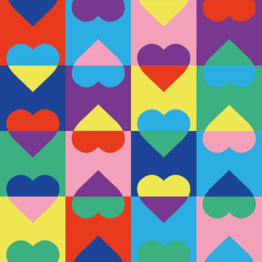 Color Blocking Hearts Trendy Modern Vector Seamless Pattern clipart