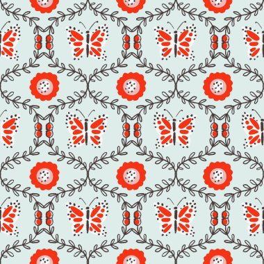 Doğa Sarmaşıkları ve Kelebek Vektörü Kusursuz Arkaplan Örnekleri