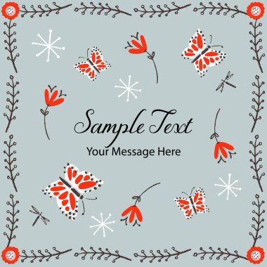 Yaz Bahçesi Doğa Vektör Çerçevesi Arkaplanı