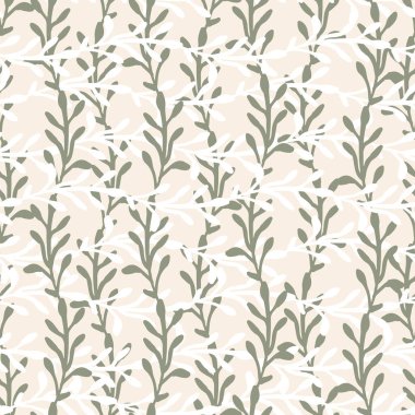 Tarafsız Yaprak Yaprakları Üst üste binen Vektör Kusursuz Arkaplan Deseni