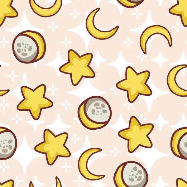 Şirin Yıldızlar ve Ay Kozmik Vektörü Kusursuz Desen