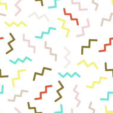 Soyut Zigzag Karalamalı Memphis Vektörü Kusursuz Desen