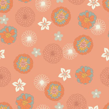 Eski püskü Retro Çiçek Vektörü Kusursuz Desen