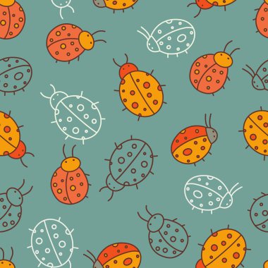 Havalı Bayan Böcek Vektör Kusursuz Desen