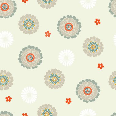 Şekillendirilmiş Süslü Çiçekler Vektör Şekilsiz Desen