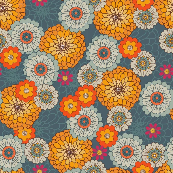 Retro Çiçekler Buket Vektörü Kusursuz Desen