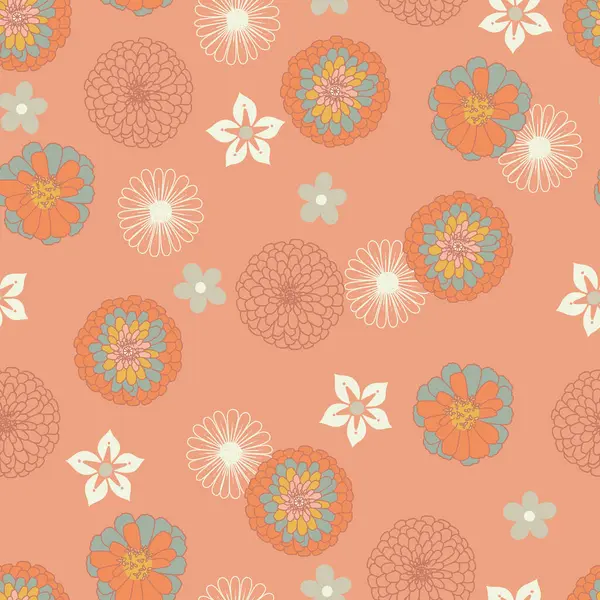 Eski püskü Retro Çiçek Vektörü Kusursuz Desen