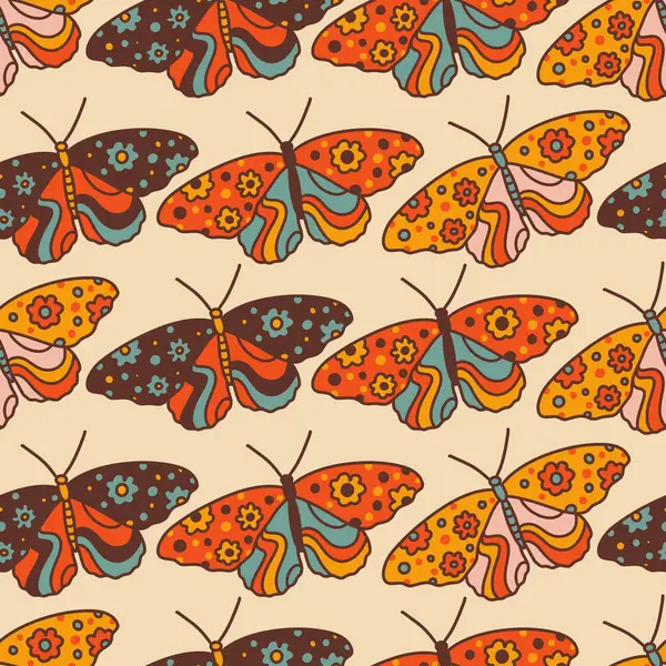 Retro Kelebek Vektörü Kusursuz Desen