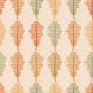 Soyut Sonbahar Meşesi Vektör Yaprakları Kusursuz Desen