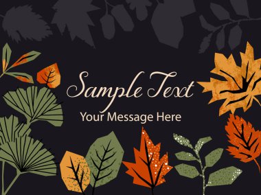 Siyah Vektör Arkaplanındaki Sonbahar Yaprakları