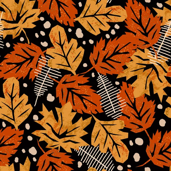 Soyut Sonbahar Akçaağaç ve Meşe Yaprakları Vektörsüz Desen