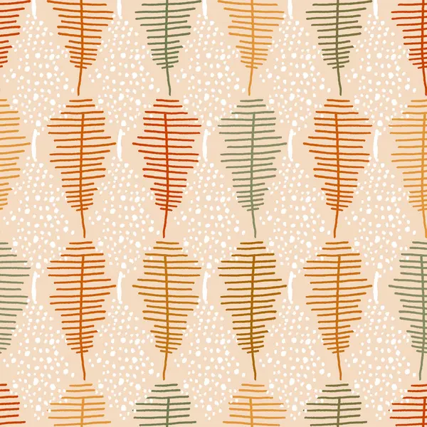 Soyut Sonbahar Meşesi Vektör Yaprakları Kusursuz Desen