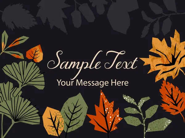 Siyah Vektör Arkaplanındaki Sonbahar Yaprakları