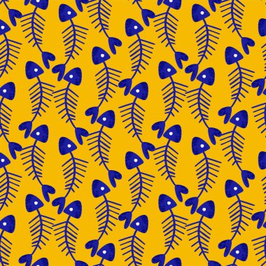 Cadılar Bayramı Balık Kemikleri Vektörü Kusursuz Desen