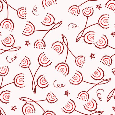 Özgün Soyut Çiçek Dalı Vektörü Kusursuz Desen