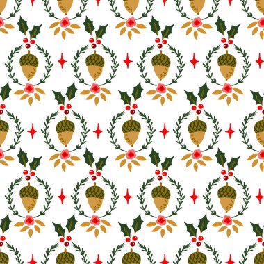 Sonbahar Palamutları Botanikleri Damask Biçimli Vektör Örnekleri