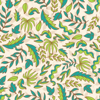 Yeşil Yapraklar Botanik Vektör Kusursuz Desen