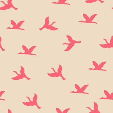 Turna Uçan Kuş Şekilleri Vektör Kusursuz Desen