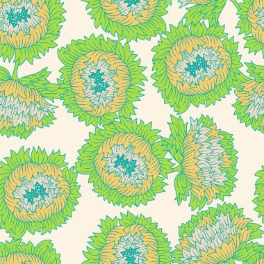 Kireç Yeşil Vintage Şakayık Vektörü Kusursuz Desen