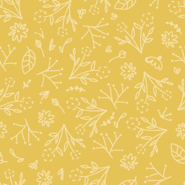 Tatlı Yaz Botanikleri Vektörü Kusursuz Desen