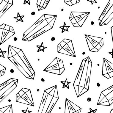 El Çekimi Kristalleri ve Yıldızlar Vektörü Kusursuz Desen