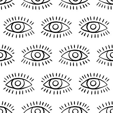 El Çekimi Gözler Doodle Vektörü Kusursuz Desen
