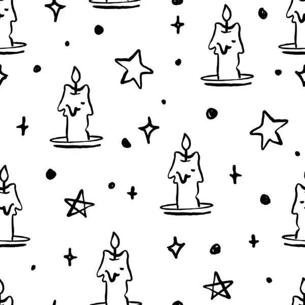 Candles Stars Vector Seamless Pattern — Stock Vector