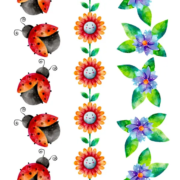Şirin Bahar Kadın Kuşları ve Çiçekler Suluboya Vektörü Dikey Dikey İzole Sınırlar Ayarlandı