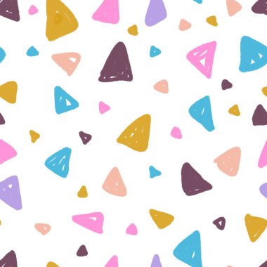 El Çizimi Freehand Partisi Konfeti Üçgenleri Kusursuz Desen