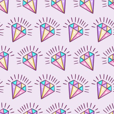 Pastel Renkler Parlak Elmaslar Vektör Kusursuz Desen