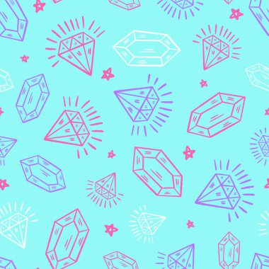 Parıldayan Elmaslar Kristaller Vektör Kusursuz Desen