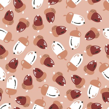 Sonbahar Meşe Palamudu Vektörü Kusursuz Desen