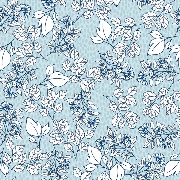 Light Blue Monochrome Floral Vector Seamless Pattern — Stock Vector