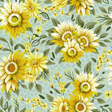 Yaz ayçiçekleri Buket Vektörü Kusursuz Desen
