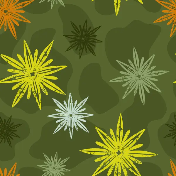 stock vector Symmetrical Star Flakes Vector Seamless Pattern