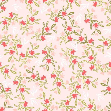 Yumuşak Yaz Ditsy Çiçekler Vektör Kusursuz Desen