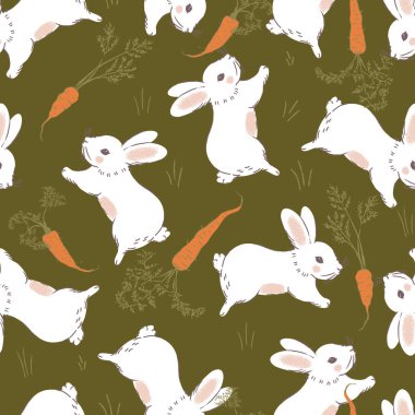 Havuçlu Beyaz Tavşanlar, Vektör Kusursuz Desen