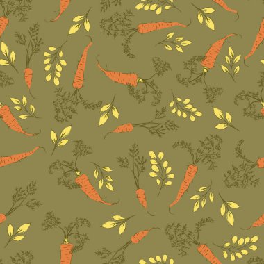 Havuç ve Yaprak Vektörü Kusursuz Desen