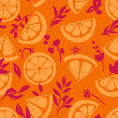 Taze Turuncu Meyve Dilimleri Vektörsüz Desen