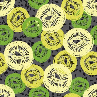 Kivi Yuvarlak Dilimler Vektör Dilimsiz Desen