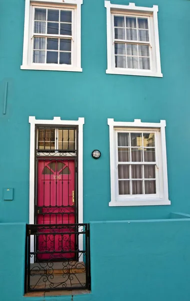 Impressione Una Casa Blu Nel Kaap Città Del Capo Sud — Foto Stock